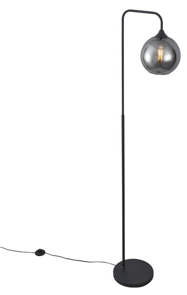 Lampada da terra Art Déco nera con vetro fumé - Sandra