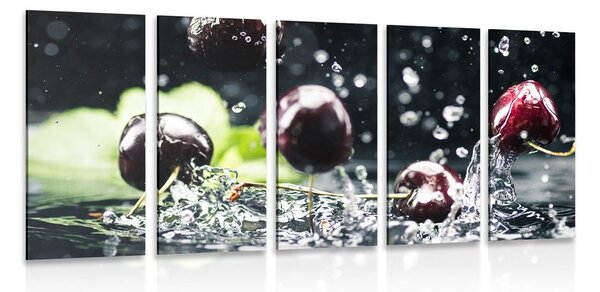 Quadri 5 pezzi – Ciliegie mature nell'acqua
