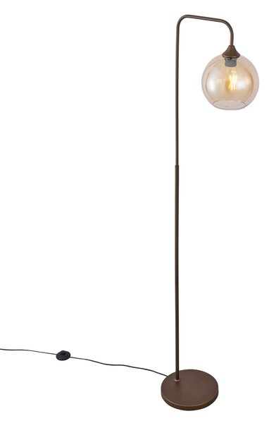 Lampada da terra Art Déco bronzo scuro con vetro ambrato - Sandra