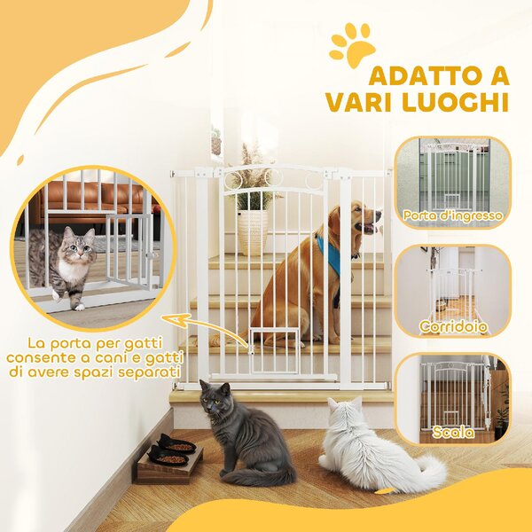 AllMyPets Cancellino per Cani Regolabile da 76-104 cm Cancelletto Alto 106 cm con 2 Estensioni colore Bianco - 2WTJ519