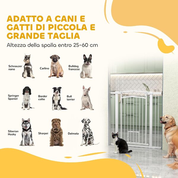 AllMyPets Cancellino per Cani Regolabile da 76-104 cm Cancelletto Alto 106 cm con 2 Estensioni colore Bianco - 2WTJ519