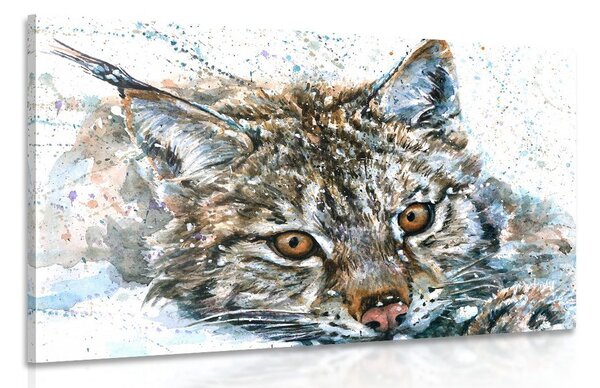 Stampa su tela – Lince in versione acquerello