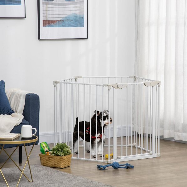 AllMyPets Cancellino per Cani Regolabile e Pieghevole con Chiusura Automatica e Blocco 300x74.5 cm colore Bianco