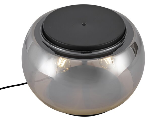 Lampada da tavolo di design nera con vetro fumé a 3 luci - Bino