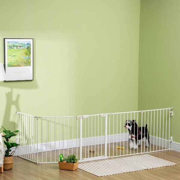 AllMyPets Cancellino per Cani Regolabile e Pieghevole con Chiusura Automatica e Blocco 300x74.5 cm colore Bianco