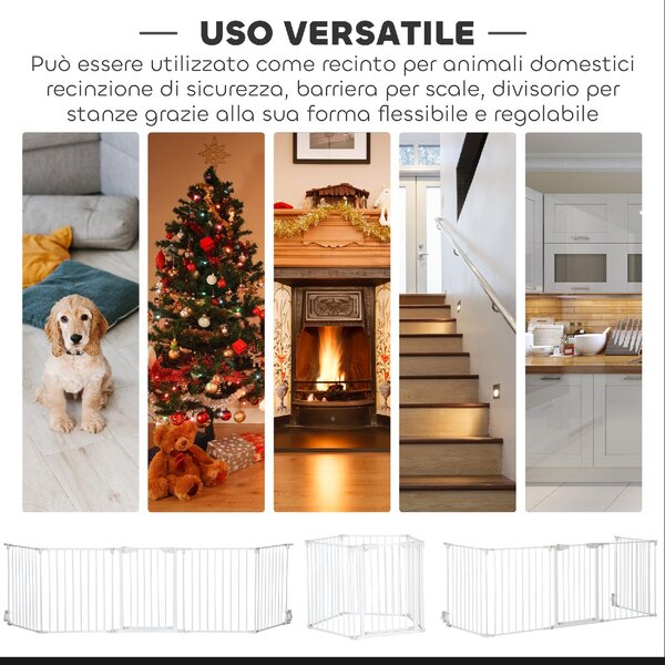AllMyPets Cancellino per Cani Regolabile e Pieghevole con Chiusura Automatica e Blocco 300x74.5 cm colore Bianco