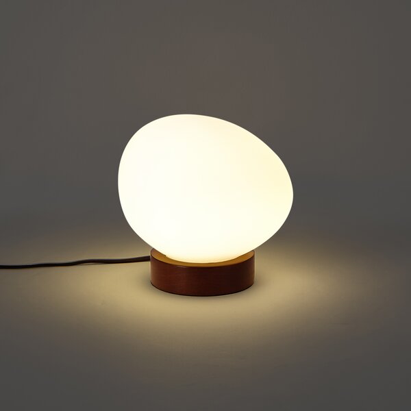 Lampada da tavolo Japandi in legno con vetro opale - Sally