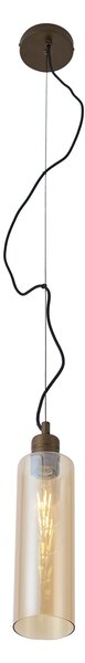 Hotel Chic Pendant Lamp Dark Bronze with Amber Glass - Stavelot
