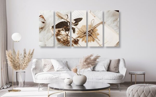 Quadri 5 pezzi – Collezione di foglie antiche