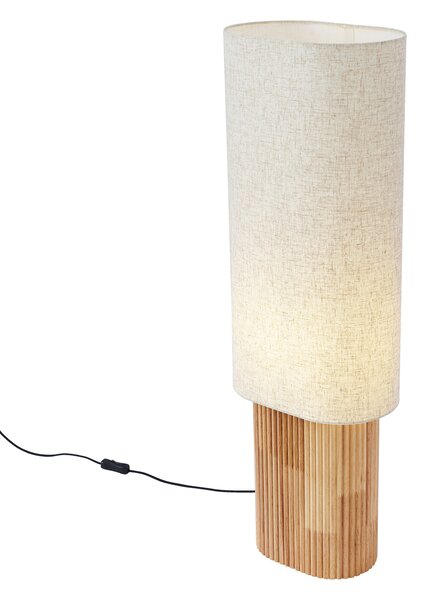 Lampada da terra Japandi in legno con paralume in lino 90cm - Lamel