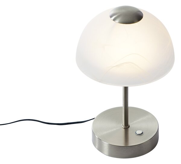 Lampada da tavolo di design in acciaio con vetro opale con LED dimmerabile - Joya