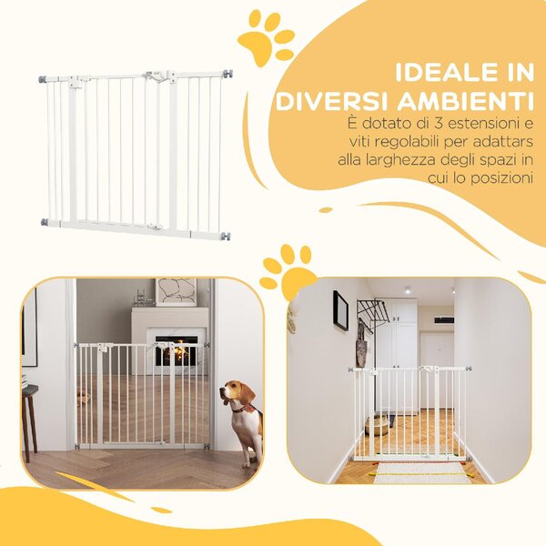 AllMyPets Cancellino per Cani Regolabile Fino a 100 cm Senza Viti con 2 Estensioni e Altezza 72 cm colore Bianco - 23V4WT