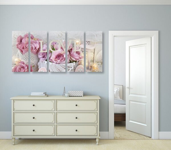 Quadri 5 pezzi – Decorazione romantica in stile vintage