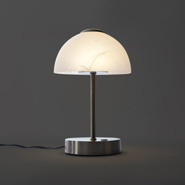 Lampada da tavolo di design in acciaio con vetro opale con LED dimmerabile - Joya