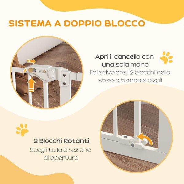 AllMyPets Cancellino per Cani Regolabile Fino a 100 cm Senza Viti con 2 Estensioni e Altezza 72 cm colore Bianco - 23V4WT