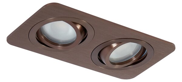 Faretto da incasso rotondo bronzo scuro GU10 50mm orientabile e inclinabile IP44 2 luci - Alberto