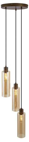 Lampada a sospensione Hotel Chic bronzo scuro con vetro ambrato a 3 luci - Stavelot
