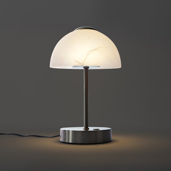 Lampada da tavolo di design in acciaio con vetro opale con LED dimmerabile - Joya
