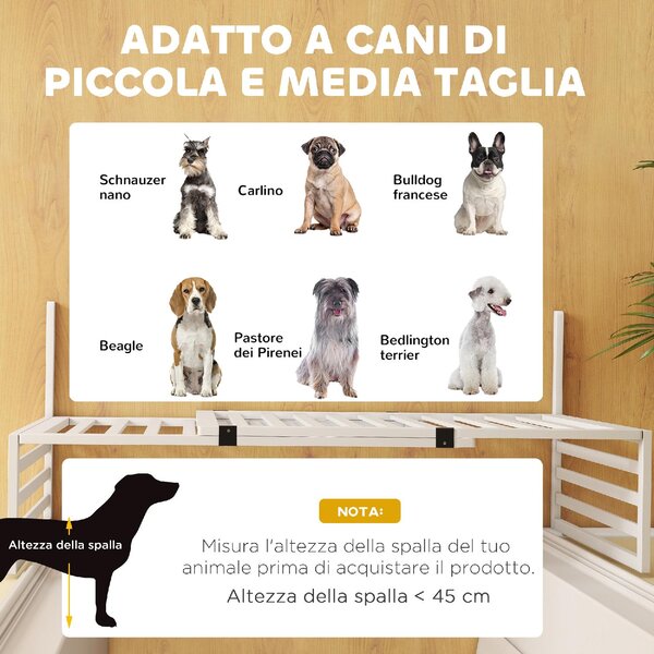 AllMyPets Cancellino per Cani Taglia Media e Piccola Estensibile Autoportante in Legno 102-183x57x70 cm colore Bianco