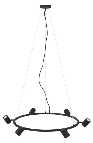 Lampada a sospensione moderna nera a 6 luci - Jeana Circle