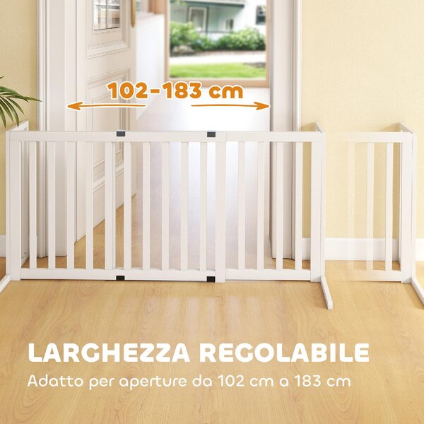 AllMyPets Cancellino per Cani Taglia Media e Piccola Estensibile Autoportante in Legno 102-183x57x70 cm colore Bianco