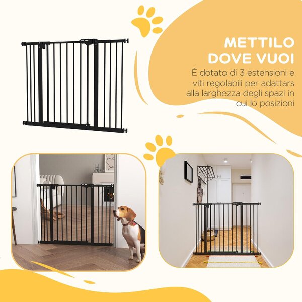 AllMyPets Cancellino per Cani Regolabile Fino a 100 cm Senza Viti con 2 Estensioni e Altezza 72 cm colore Nero - 23Z4BK