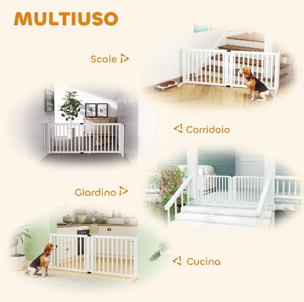 AllMyPets Cancellino per Cani Taglia Media e Piccola Estensibile Autoportante in Legno 102-183x57x70 cm colore Bianco