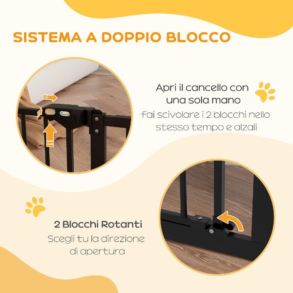 AllMyPets Cancellino per Cani Regolabile Fino a 100 cm Senza Viti con 2 Estensioni e Altezza 72 cm colore Nero - 23Z4BK