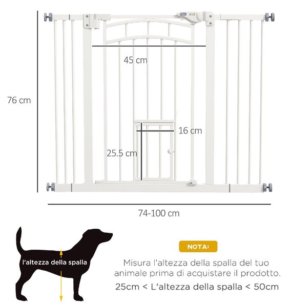 AllMyPets Cancellino per Cani taglia Piccola e Media con Chiusura Automatica in Acciaio e PA 74-100x76 cm colore Bianco - 1WTAM262