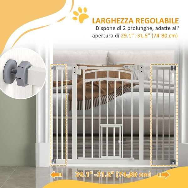AllMyPets Cancellino per Cani taglia Piccola e Media con Chiusura Automatica in Acciaio e PA 74-100x76 cm colore Bianco - 1WTAM262