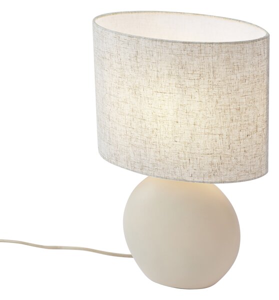 Lampada da tavolo Japandi beige con paralume in lino - Timo