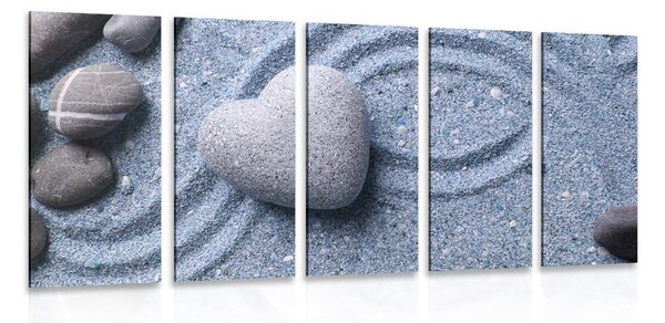 Quadri 5 pezzi – Cuore di pietra su sfondo sabbioso