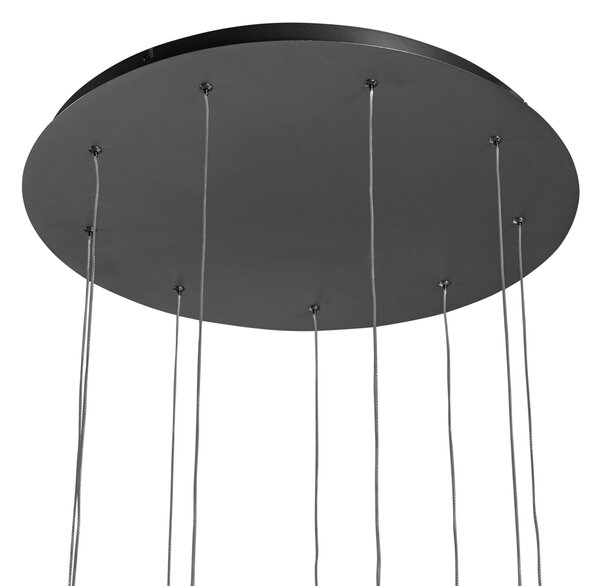 Lampada a sospensione di design nera a 9 luci con LED dimmerabile a 3 livelli - Vide Anella