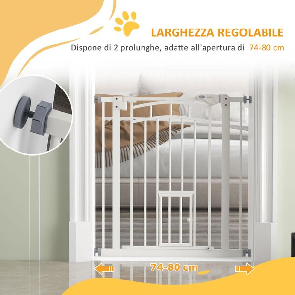 AllMyPets Cancellino per Cani taglia Piccola e Media con Chiusura Automatica in Acciaio e PA 74-80x76 cm colore Bianco - 0WTAM286