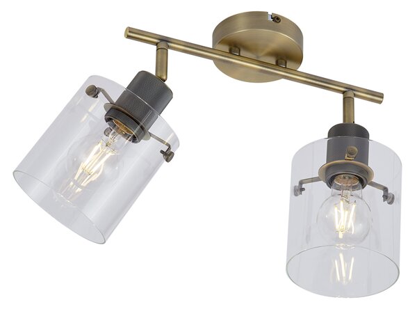 Faretto da soffitto di design bronzo con vetro trasparente 2 luci - Domo