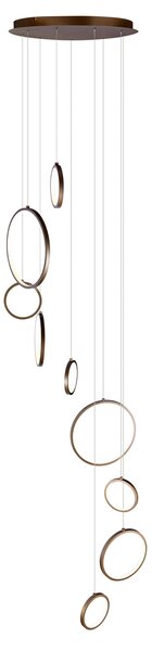 Lampada a sospensione di design bronzo scuro a 9 luci con LED dimmerabile a 3 livelli - Vide Anella