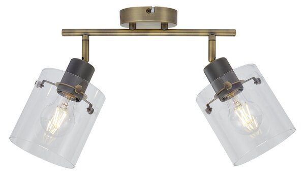 Faretto da soffitto di design bronzo con vetro trasparente 2 luci - Domo