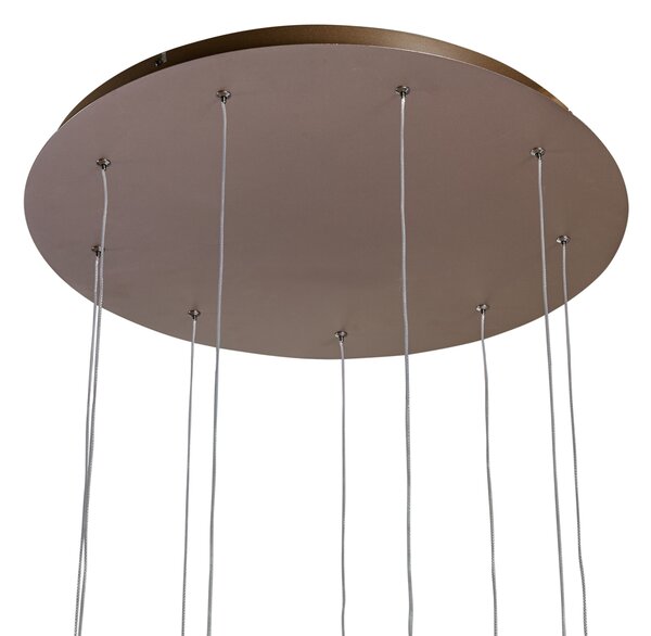 Lampada a sospensione di design bronzo scuro a 9 luci con LED dimmerabile a 3 livelli - Vide Anella