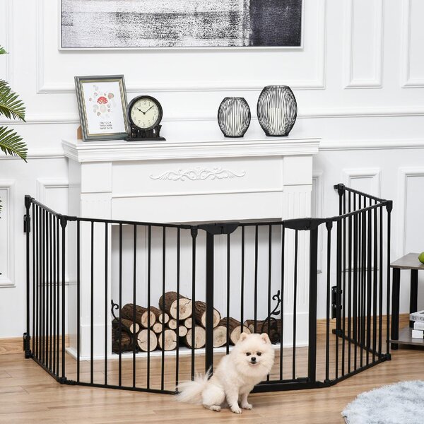 AllMyPets Cancellino per Cani Taglia Piccola e Media Pieghevole a 5 Pannelli in Metallo e Plastica 300x3x74.5 cm colore Nero - A23100AO10