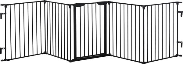AllMyPets Cancellino per Cani Taglia Piccola e Media Pieghevole a 5 Pannelli in Metallo e Plastica 300x3x74.5 cm colore Nero - A23100AO10