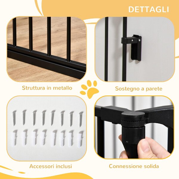 AllMyPets Cancellino per Cani Taglia Piccola e Media Pieghevole a 3 Pannelli 180x3x74.5 cm colore Nero - 1BKW61F