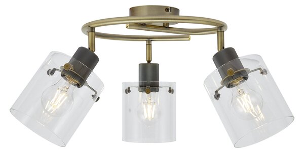 Faretto da soffitto di design bronzo con vetro trasparente rotondo a 3 luci - Domo