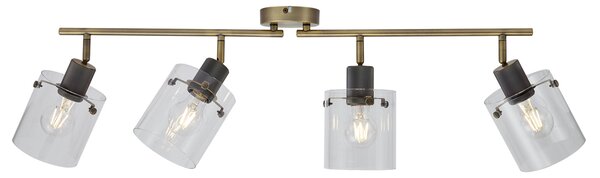 Faretto da soffitto di design bronzo con vetro trasparente 4 luci - Domo