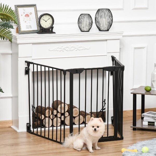 AllMyPets Cancellino per Cani Taglia Piccola e Media Pieghevole a 3 Pannelli 180x3x74.5 cm colore Nero - 1BKW61F