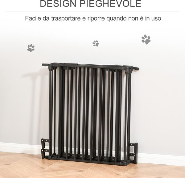 AllMyPets Cancellino per Cani Taglia Piccola e Media Pieghevole a 5 Pannelli in Metallo e Plastica 300x3x74.5 cm colore Nero - A23100AO10