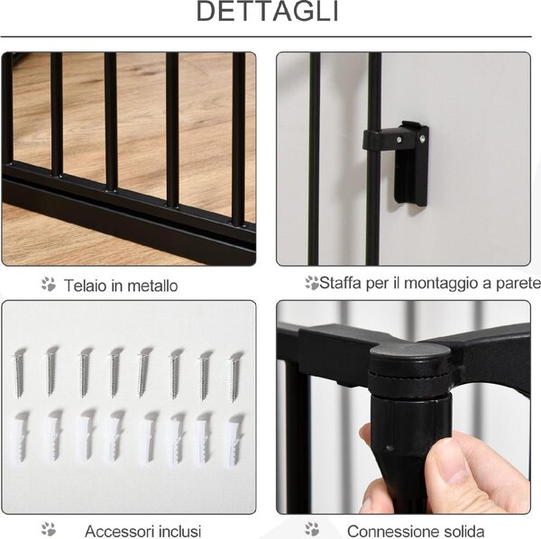 AllMyPets Cancellino per Cani Taglia Piccola e Media Pieghevole a 5 Pannelli in Metallo e Plastica 300x3x74.5 cm colore Nero - A23100AO10