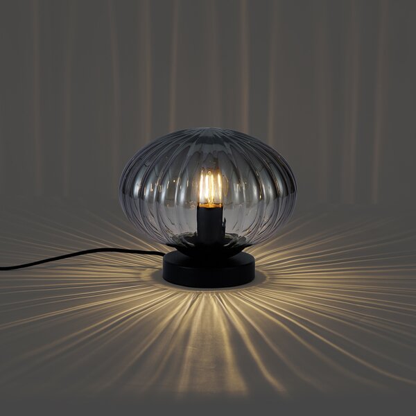 Lampada da tavolo di design nera con vetro fumé - Mochi
