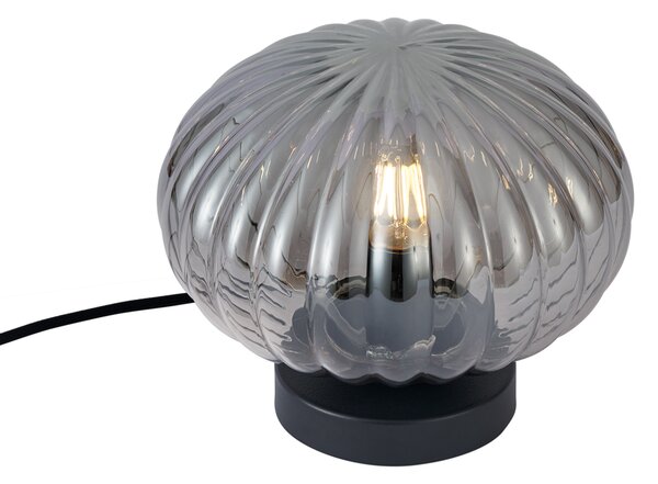 Lampada da tavolo di design nera con vetro fumé - Mochi