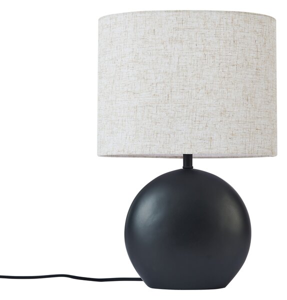 Lampada da tavolo Japandi nera con paralume in lino - Timo