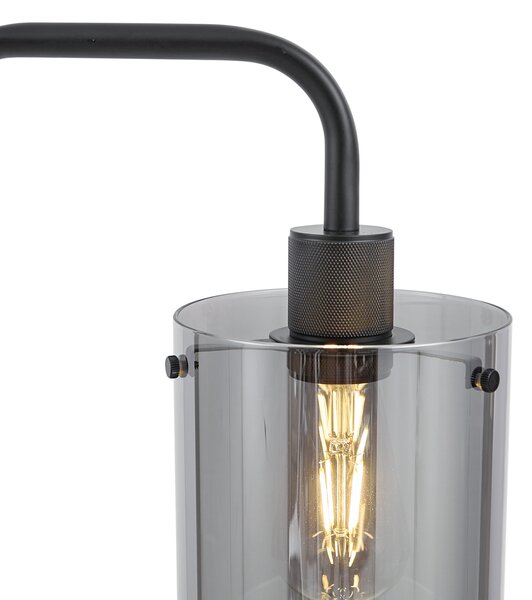 Lampada da terra di design nera con vetro fumé - Domo